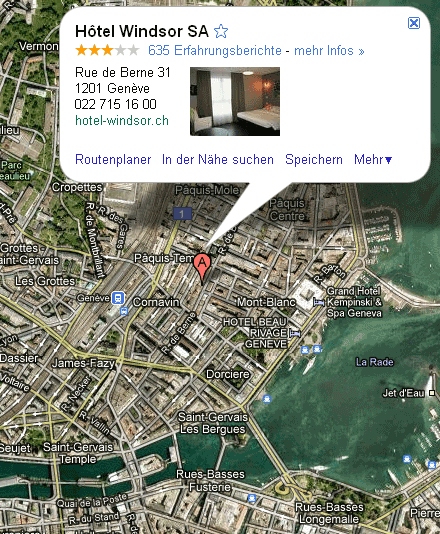 Windsor Hotel location on Geneva city map