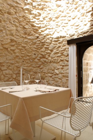 Dining table at private trullo in Masseria Bagnara