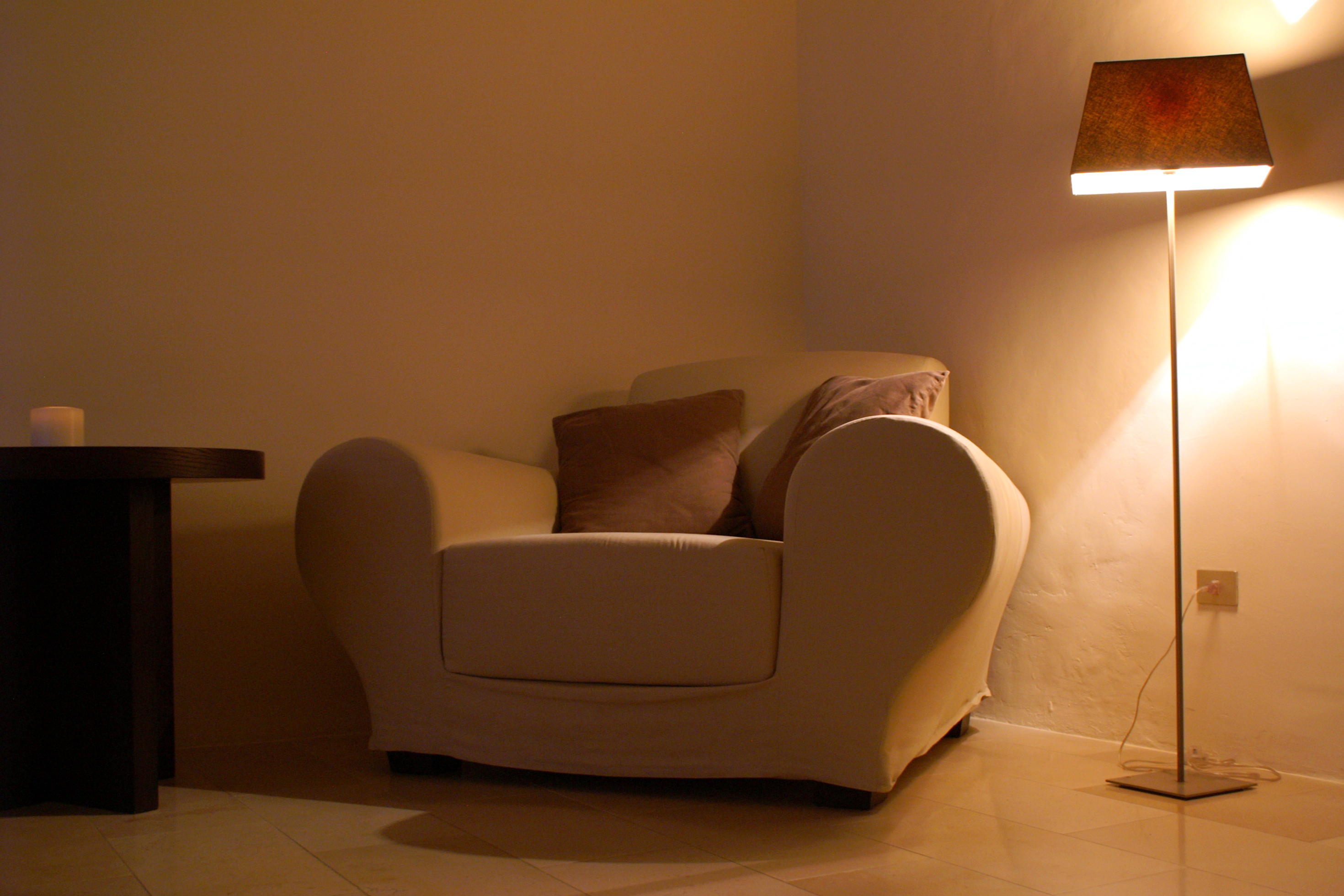 Oversized armchair in La Sommità Relais hotel in Ostuni, Puglia