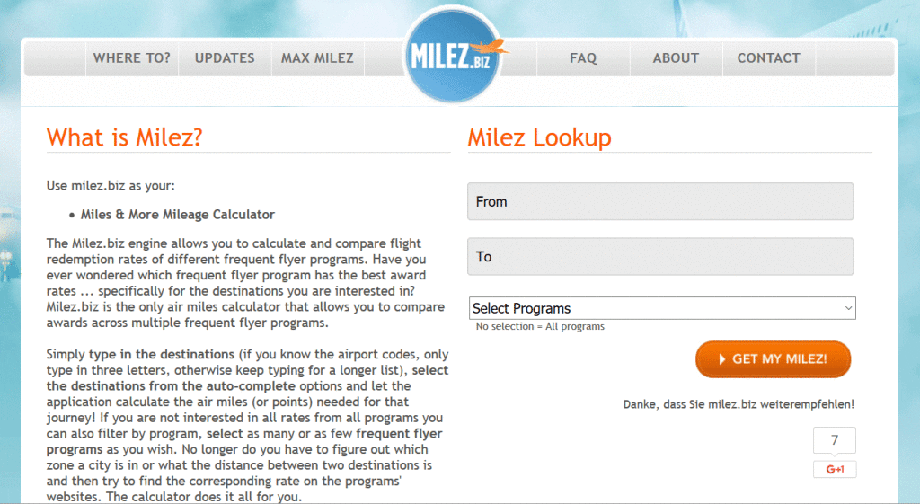 milez.biz homepage screenshot