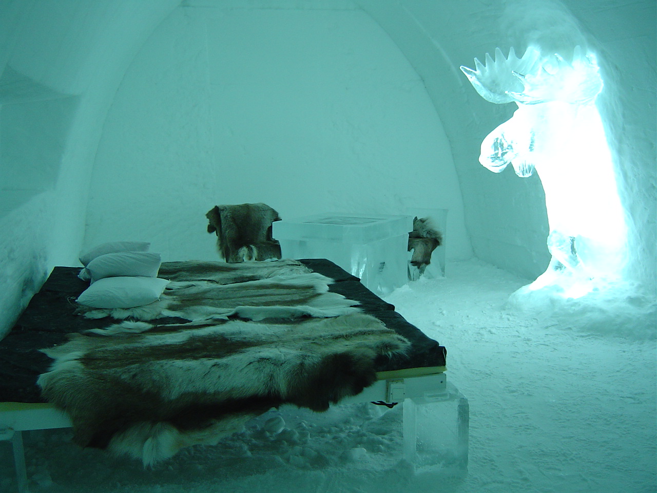 Reindeer room at Ice Hotel in Lapland, Finland