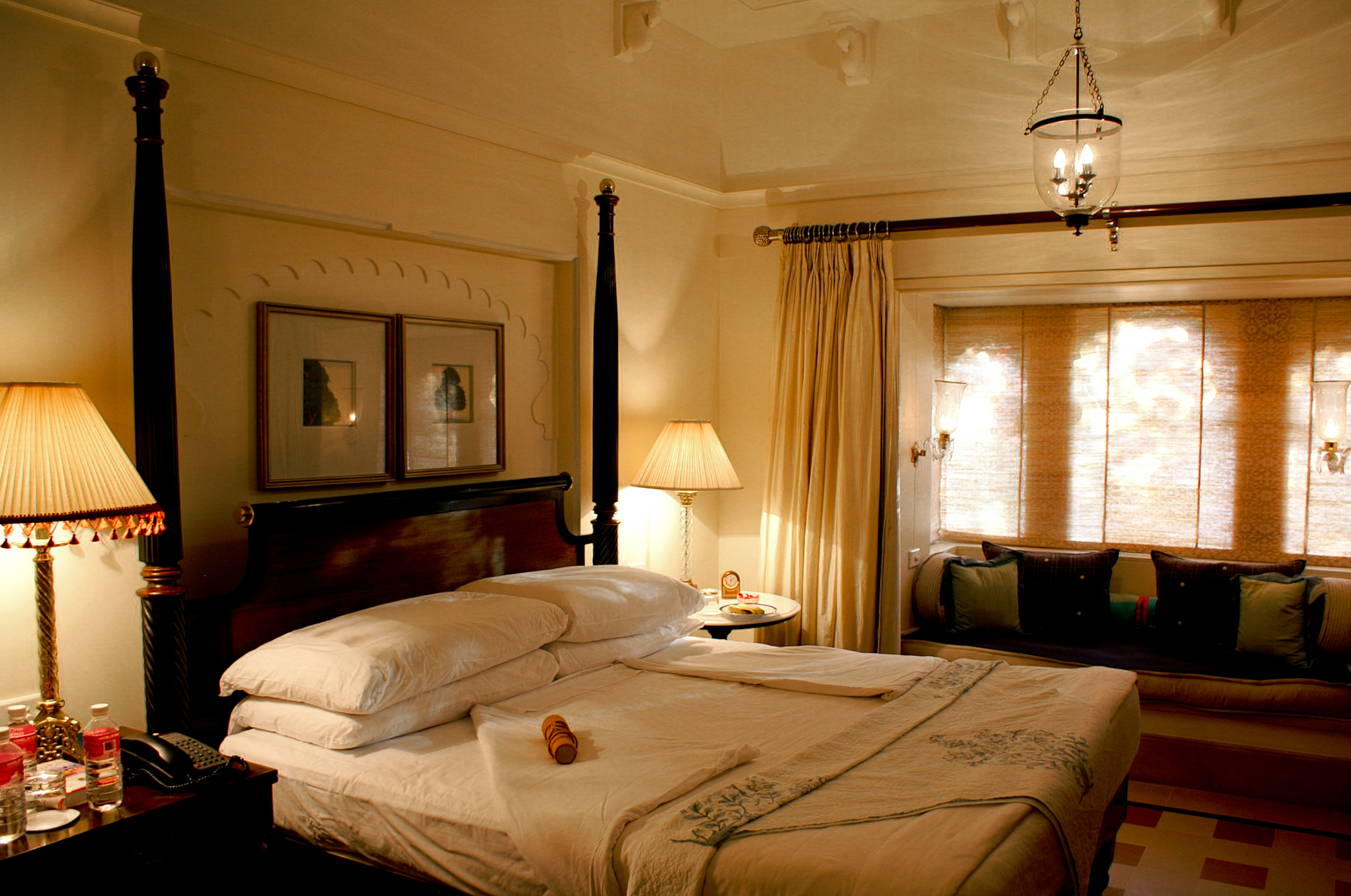Oberoi Udaivilas hotel room with a king size bed