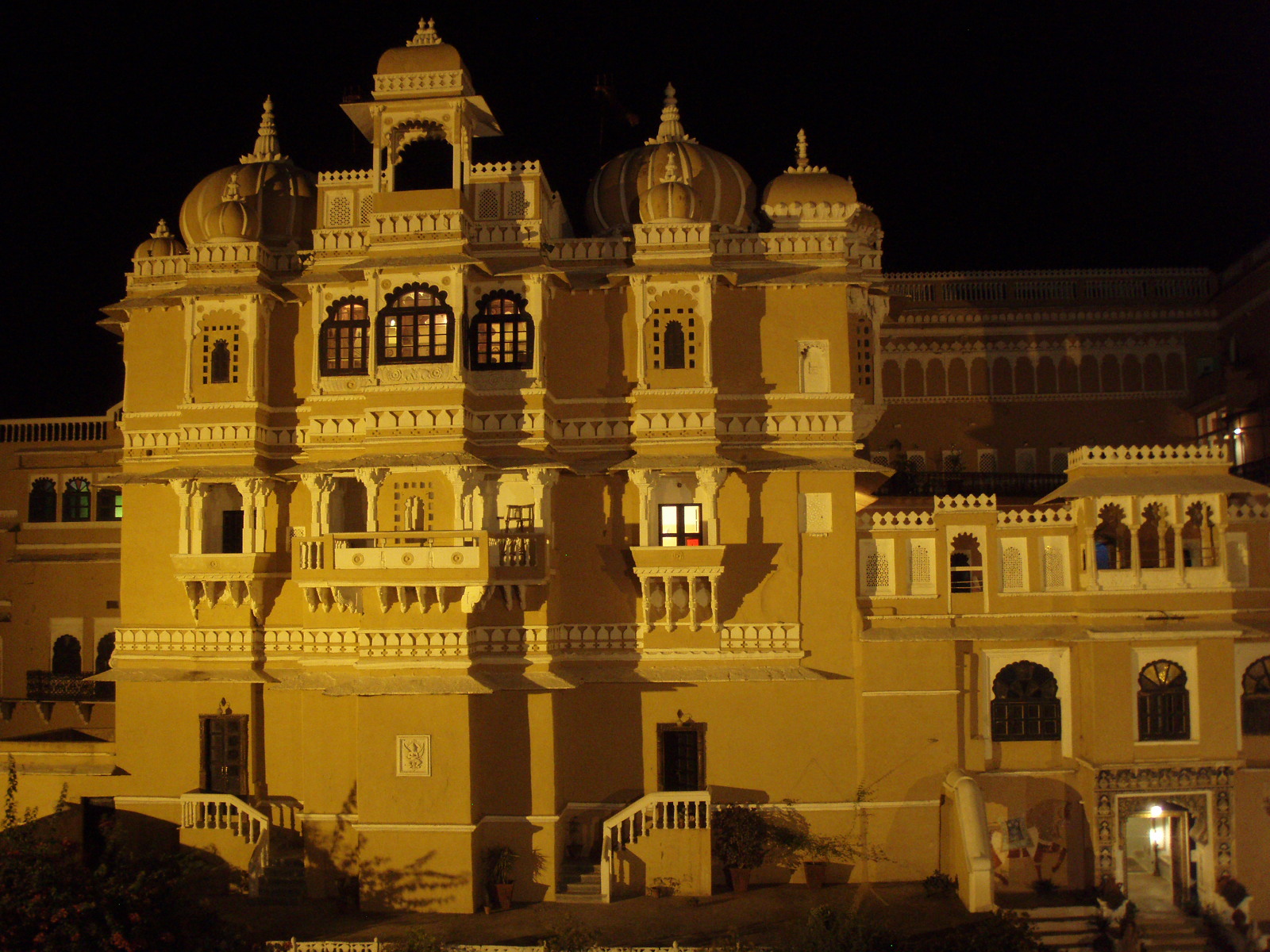 Deogarh Mahal heritage luxury hotel by night