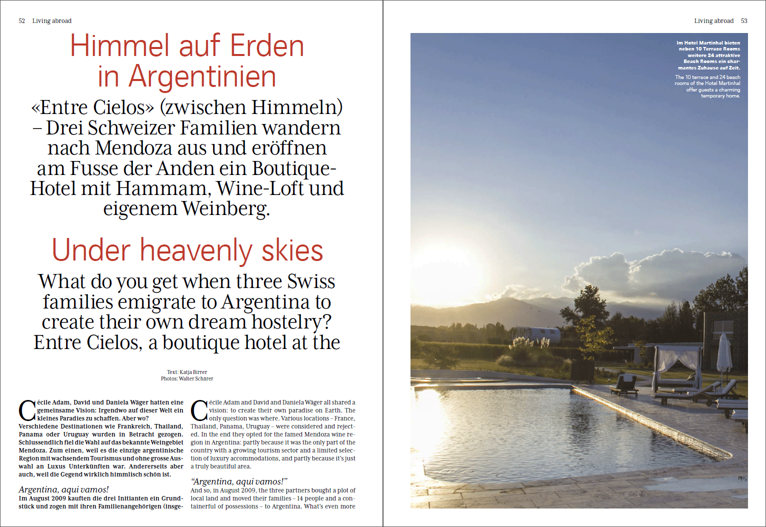 March issue of SWISS' board magazine featuring our article on Entre Cielos