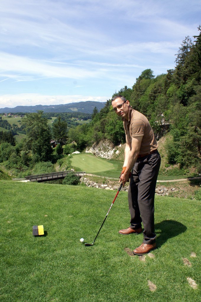 Walter at the fourth tee in Kastelruth, South Tyrol
