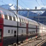 Train departing from Visp station