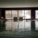 Justine doing some laps in the huge heated pool at the Chalet RoyAlp Hôtel & Spa