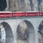 Glacier Express on Switzerland's Landwater Viaduct