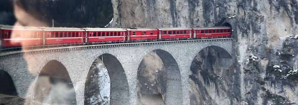 Glacier Express on Switzerland's Landwater Viaduct