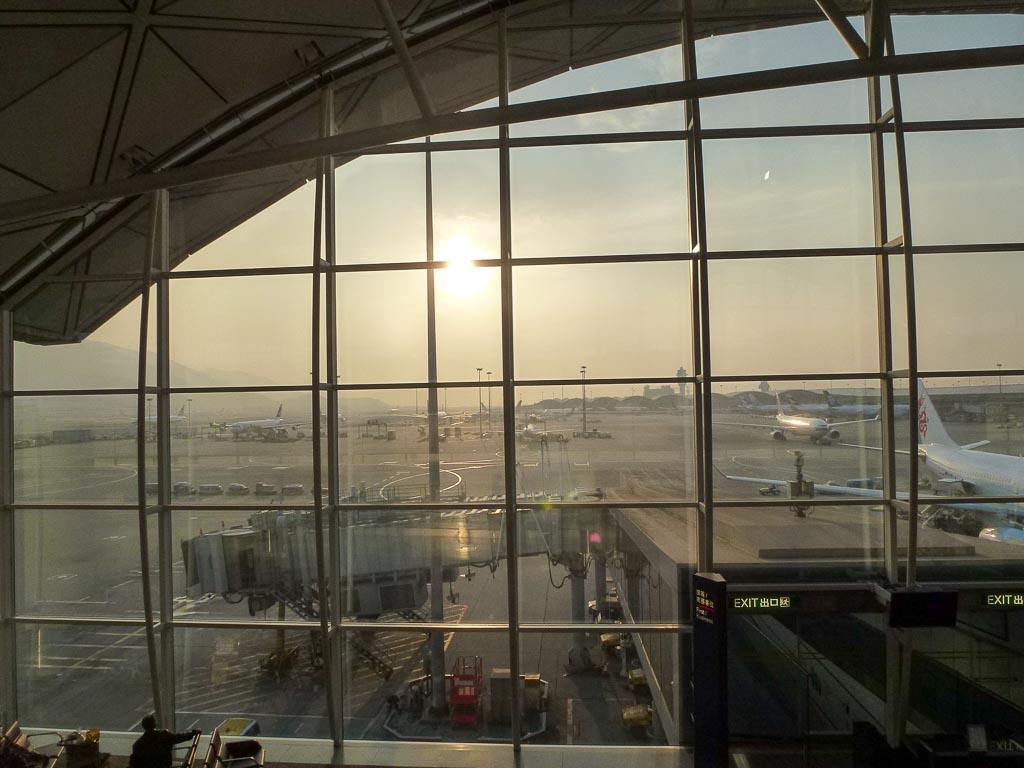 Sunset from the Wing Lounge in Hong Kong Airport