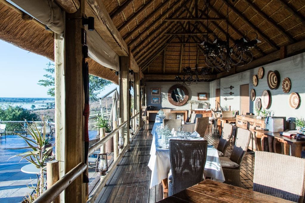 Ngoma Safari Lodge dining room with a view