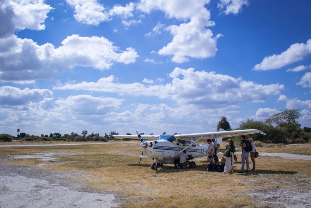 Flight safari boarding on Moremi airstrip