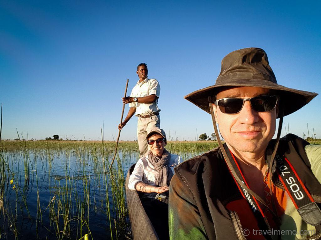 Katja and Walter on a Mocoro in Okavango Delta