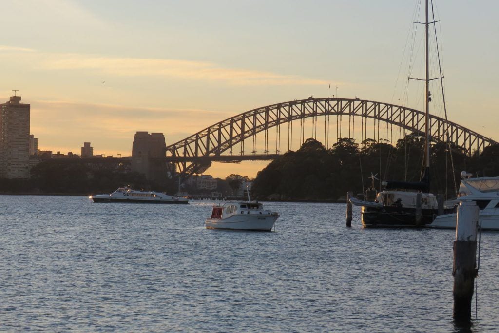 The harbour bridge at sunrise
