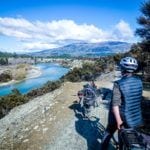 Justine looking down on the Clutha River
