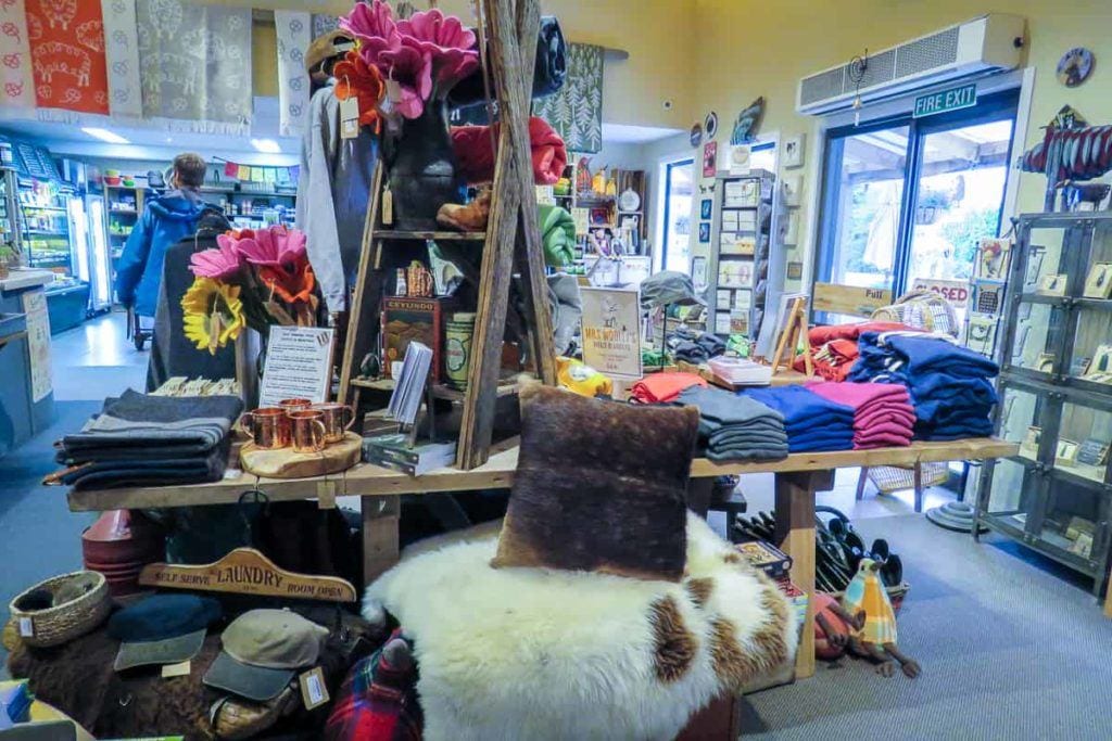 The general store at Glenorchy sold everything from pashminas and homewares . . . .