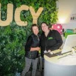 Justine Tyerman at the reception desk with Alannah
