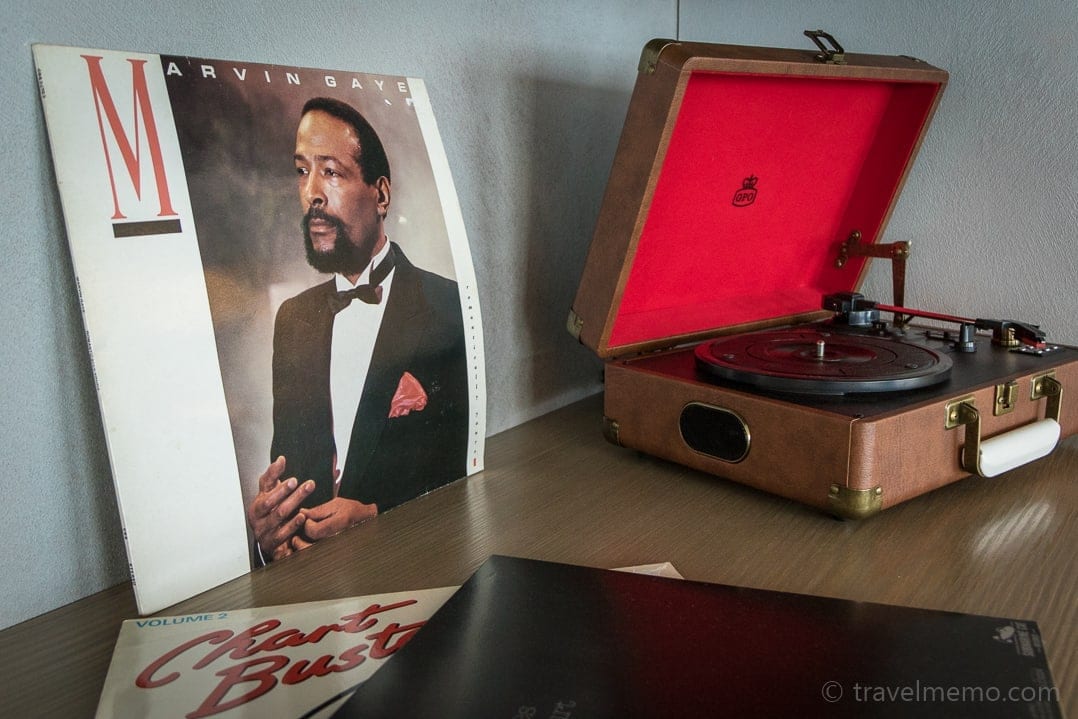 Marvin Gaye LP and phonograph