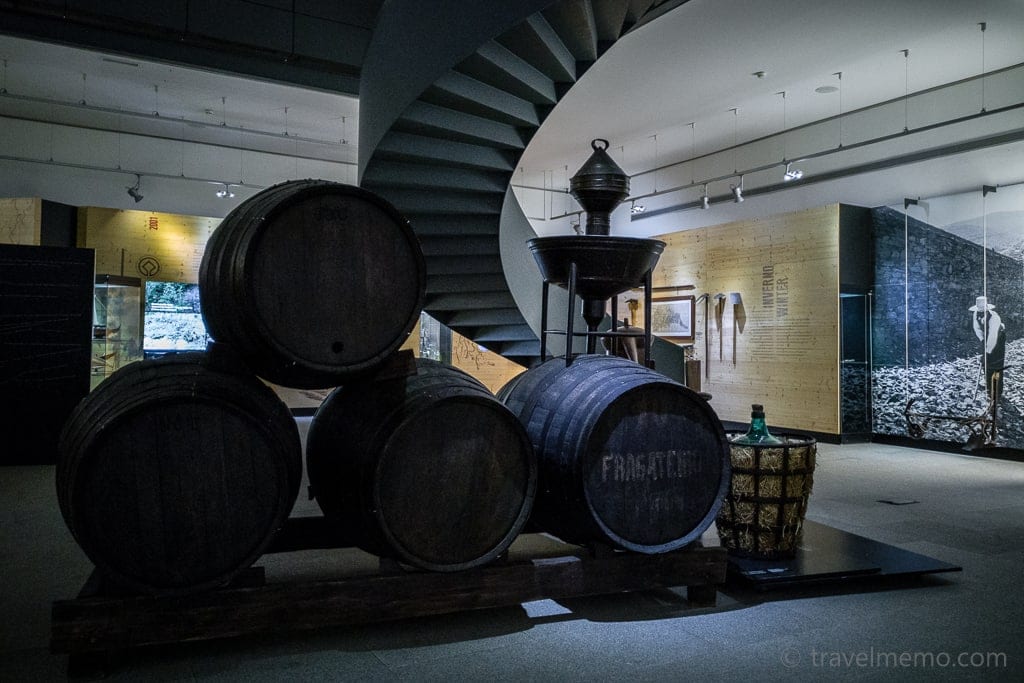 Stacked port barrels in Douro Museum