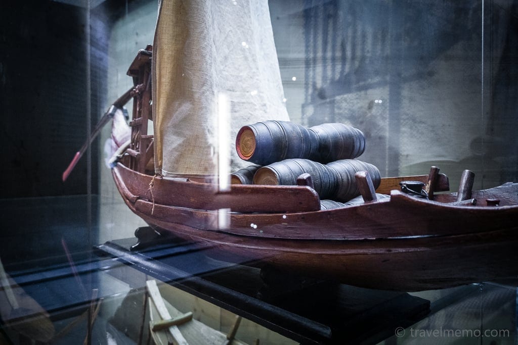 Traditional wooden rabelo boat in Douro Museum