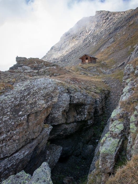 Mountain shelter by the Eiger panorama trail