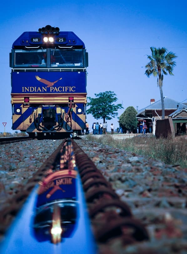 The Indian Pacific in the Aussie Outback.