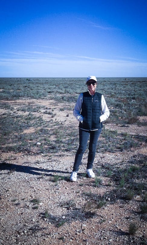 Justine at Cook on the Nullarbor Plain