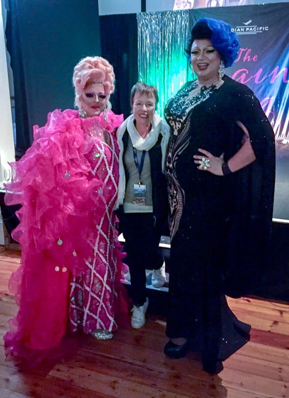 Justine with Shelita and Christina after the Main Drag show at the Palace Hotel in Broken Hill