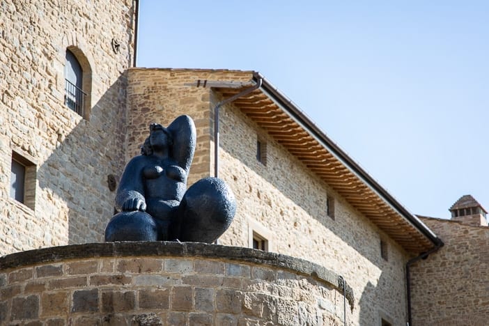 Borgo Castelfalfi with sculpture by Franco Mauro Franchi
