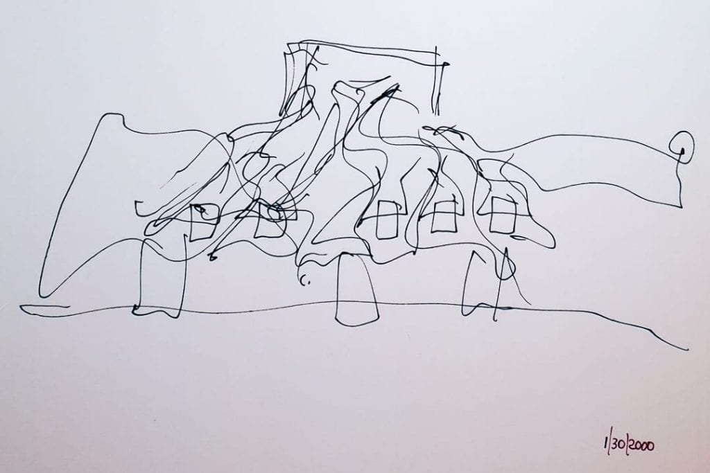 Frank Gehry architectural sketch