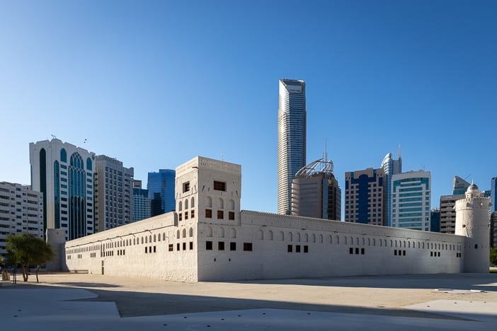 Qasr Al Hosn Fort against the Abu Dhabi skyline