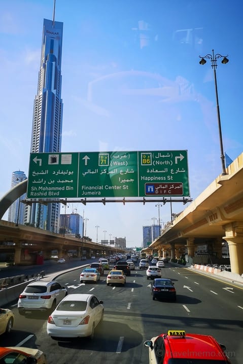 Taxis on the freeway in Dubai