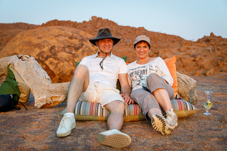 Walter and Katja at Mowani Mountain Camp's sunset outlook