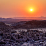 Sunset over Damaraland rock formations