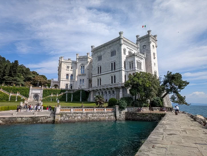 What to Do Around Trieste: From Fairy-Tale Castles to Spectacular Caves, and Slovenia's Capital 3 | travel memo Grignano Miramare Castle and botanic garden