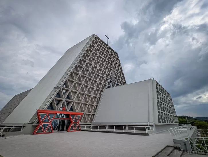 What to Do Around Trieste: From Fairy-Tale Castles to Spectacular Caves, and Slovenia's Capital 1 | travel memo Monte Grisa pilgrimage church in brutalist style