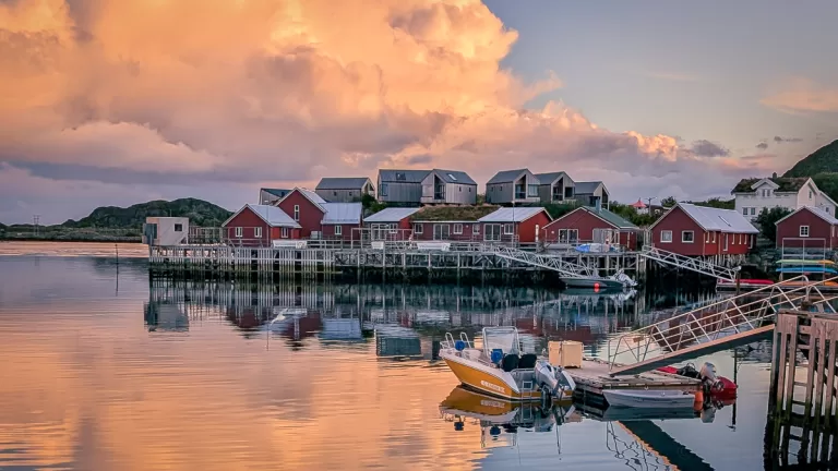 Lofoten travel tips: Rainbows, stockfish, and steep mountains Lofoten: Ballstad Hattvika Lodge in the twilight