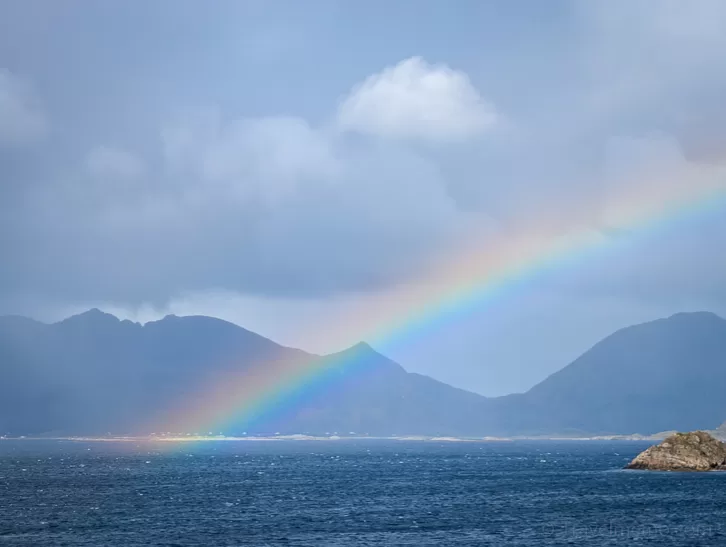 Rainbow over the sea near Henningsvær