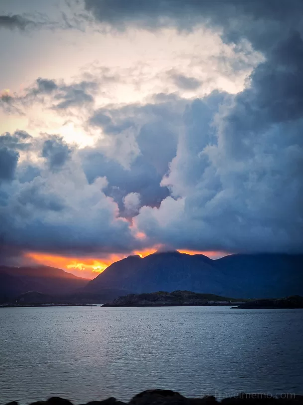 Cloudy sunset over a Lefoten fjord